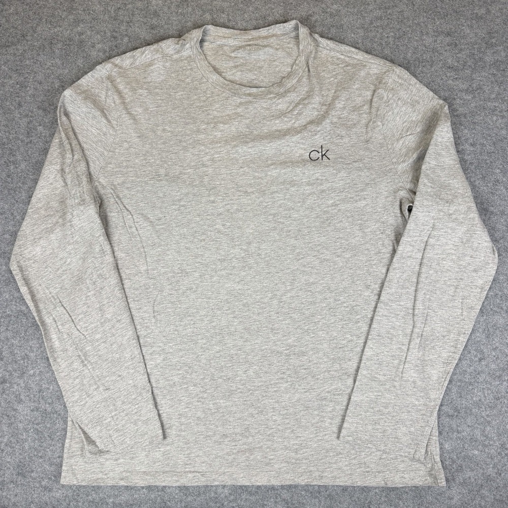 Calvin Klein Men's Long Sleeve Gray Heather Crewneck Pajama Top Lounge Shirt